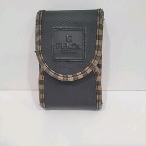 Fendi Pequinm Mini Bag Pouch Vintage Zip Italian Black Logo Damaged Fair 2x4